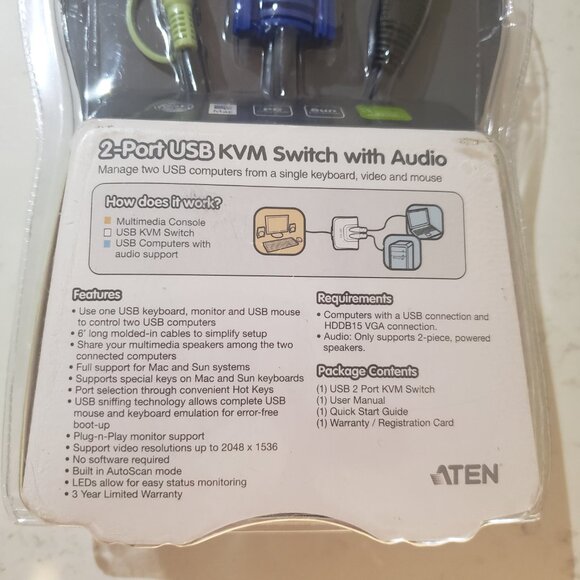 IOGear 2-Port USB KVM Switch with Audio GCS632U For Windows, Mac & Sun - Picture 6 of 7